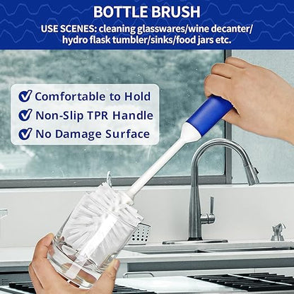 CELOX Kitchen Scrub Brush Set with Ergonomic Handle, Deep Cleaning Brushes, Include Dish Brush (Blue) - Image 4