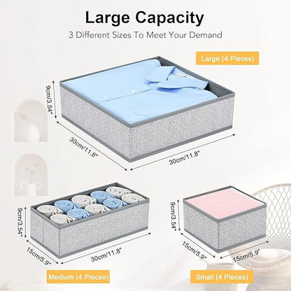 DIMJ Drawer Organizer Clothes 15 Pack - Foldable Baby Organizers and Storage & Dresser Organizer for Bedroom, Closet - Nursery Organization Dresser Dividers for underwear Sock Bra Belt Tie, Gray - Image 2