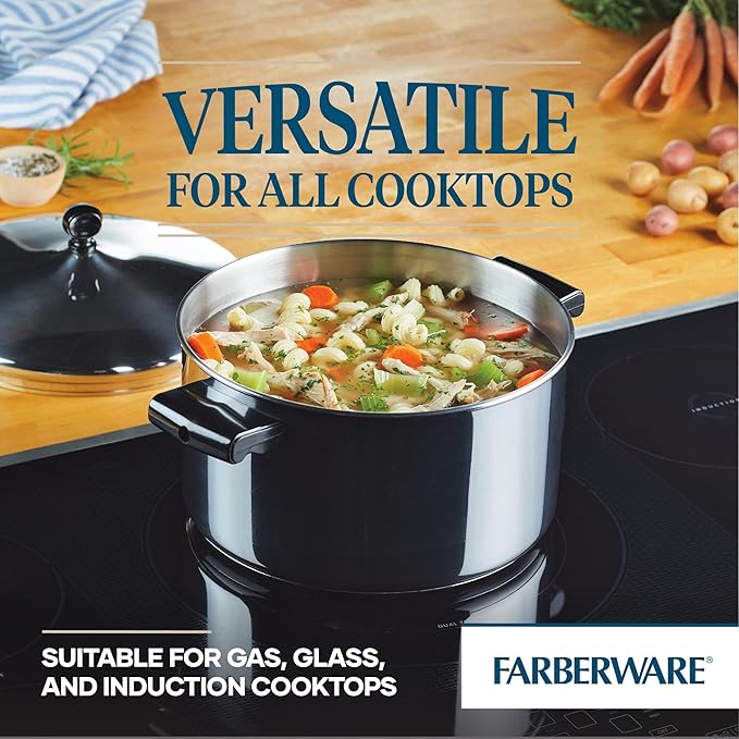 Farberware Classic Stainless Steel 6-Quart Stockpot with Lid, Stainless Steel Pot with Lid, Silver (Pack of 3) - Image 4