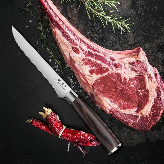 imarku Fillet Knife, German High Carbon Boning Knife, 6-Inch Stainless Steel Professional Grade Boning Fillet Knife for Fish, Pakkawood Handle for Meat and Poultry, Gifts for Men and Women - Image 2