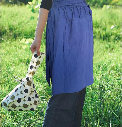 Cotton Linen Half Apron for Women Vintage Waist Apron Ruffle Plain Bright Color for Cooking Painting Artwork