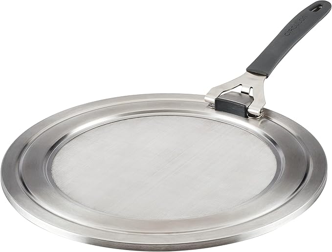 Circulon Tools and Gadgets Universal Splatter Guard Mesh Grease Cover for Pots and Pans Protects Stove, Countertop, and Kitchen from Oil when Frying, 13 Inch Splatter Guard - Stainless Steel by Circulon