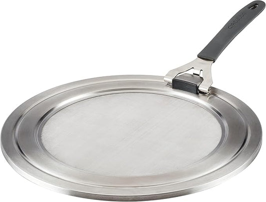Circulon Tools and Gadgets Universal Splatter Guard Mesh Grease Cover for Pots and Pans Protects Stove, Countertop, and Kitchen from Oil when Frying, 13 Inch Splatter Guard - Stainless Steel by Circulon