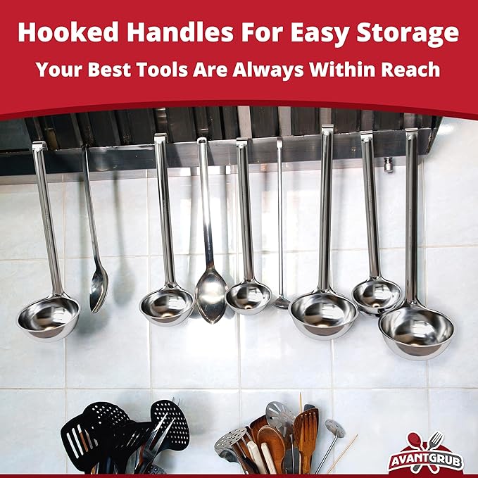 Super Sturdy, Ergonomic 4 Oz. Soup Ladle 1 Pk. Stainless Steel Ladles with Long Handles. Best Kitchen Accessories for Stirring, Portioning and Serving Soups, Chili and Stew in Restaurants and at Home - Image 7