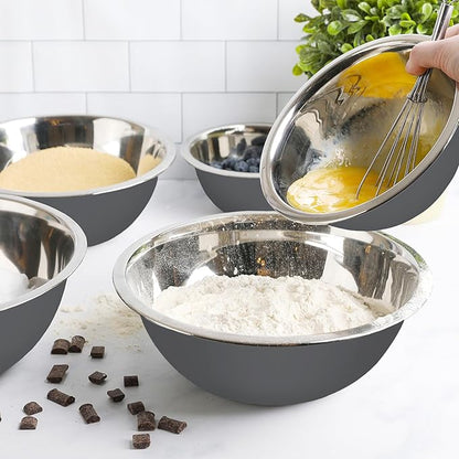 WHYSKO Meal Prep Stainless Steel Mixing Bowls Set, Home, Refrigerator, and Kitchen Food Storage Organizers | Ecofriendly, Reusable, Heavy Duty (Gray) - Image 6