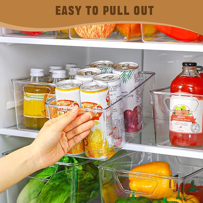 Freebat 12 Pack Organizers and Storage, Pantry Organization and Storage Bins, Cabinet Organizer, Clear Plastic Storage Containers with Handle，Acrylic Storage Bins (4 Small&4 Middle&4 Large - Image 4
