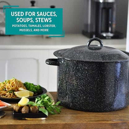 MIRRO 7.75qt Enamel Stock Pot, Black - Image 6