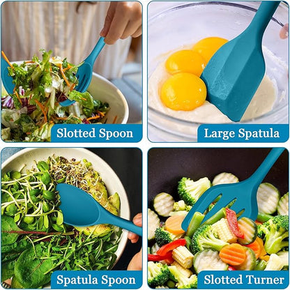 LIANYU 8Pcs Kitchen Utensils Set, Heat Resistant Cooking Utensils, Kitchen Tools Gadgets for Nonstick Cookware, Includes Silicone Spatula, Ladle, Spoon Turner, Dishwasher Safe, Blue - Image 5
