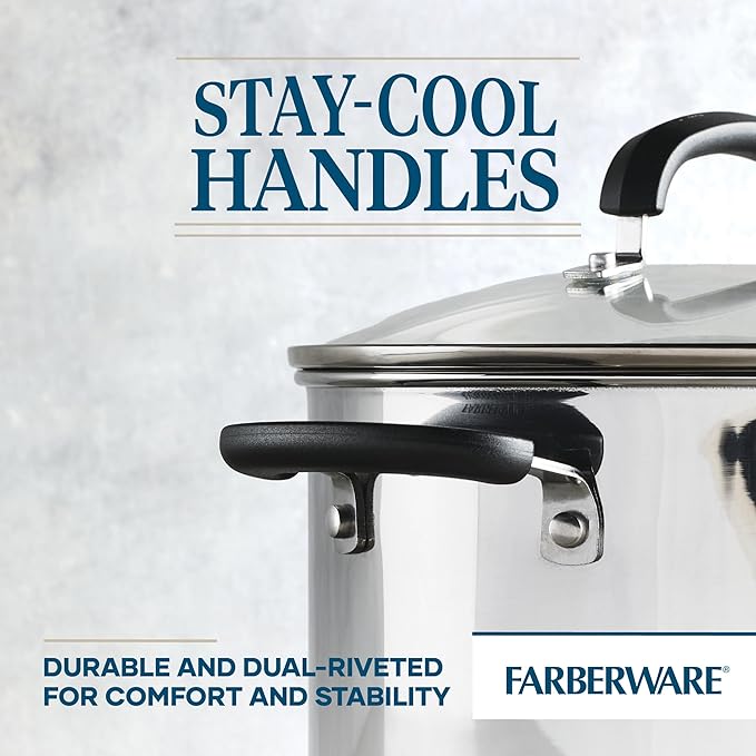 Farberware Brilliance Stainless Steel Dutch Oven/Casserole Pan with Glass Lid, 5 Quart, Dishwasher Safe and Induction Ready, Compatible with All Cooktops, Stainless Steel - Image 6