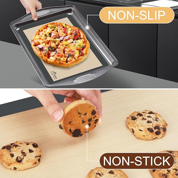 HOTEC Silicone Baking Mats 3 Pack – Thickened Non-Stick Reusable Silicone Baking Sheets for Oven – Cookie & Macaron Mats – 2 Half Sheet + 1 Quarter Sheet – BPA-Free, Dishwasher Safe - Image 6