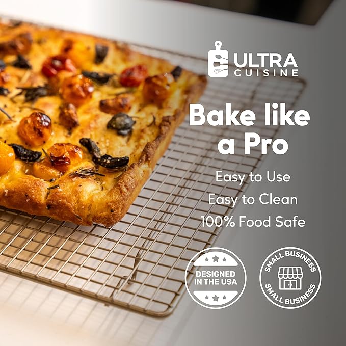Ultra Cuisine Heavy Duty Cooling Rack for Cooking and Baking - Professional Grade Premium100% Stainless Steel Baking Rack & Wire Cooling Mesh for Roasting & Grilling - Dishwasher Safe - 11.5" x 16.5" - Image 5