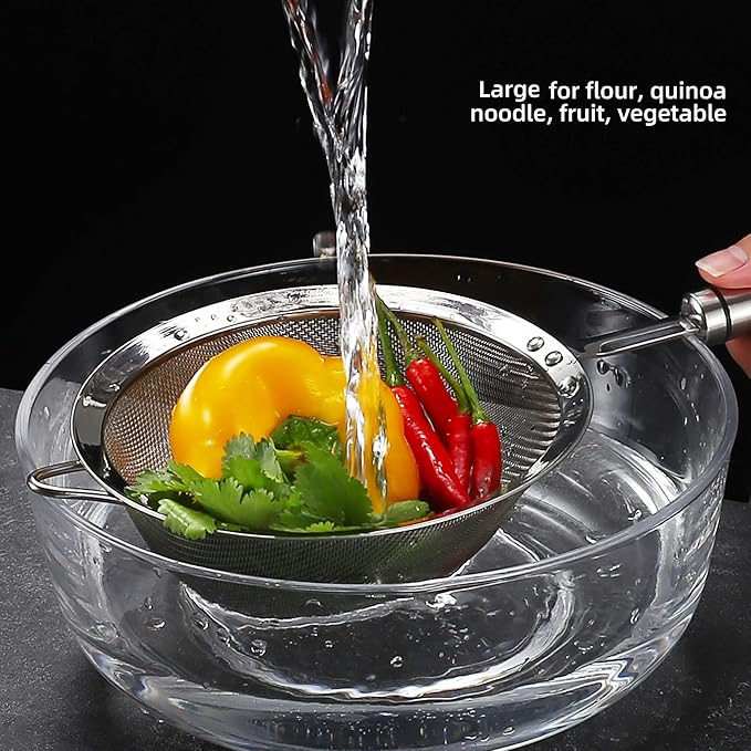 Stainless Steel Fine Mesh Strainers for Kitchen, Colander-Skimmer with Handle, Sieve Sifters for Food, Tea, Rice, Oil, Noodles, Fruits, Vegetable 4.73 inch - Image 4