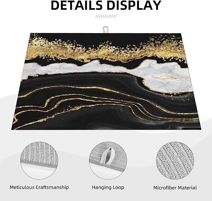 Marble Pattern Dish Drying Mat for Kitchen Counter, Microfiber Dish Mats for Drying Dishes, Absorbent Large Dish Drying Pad Mat 18 x 24 Inch - Image 3