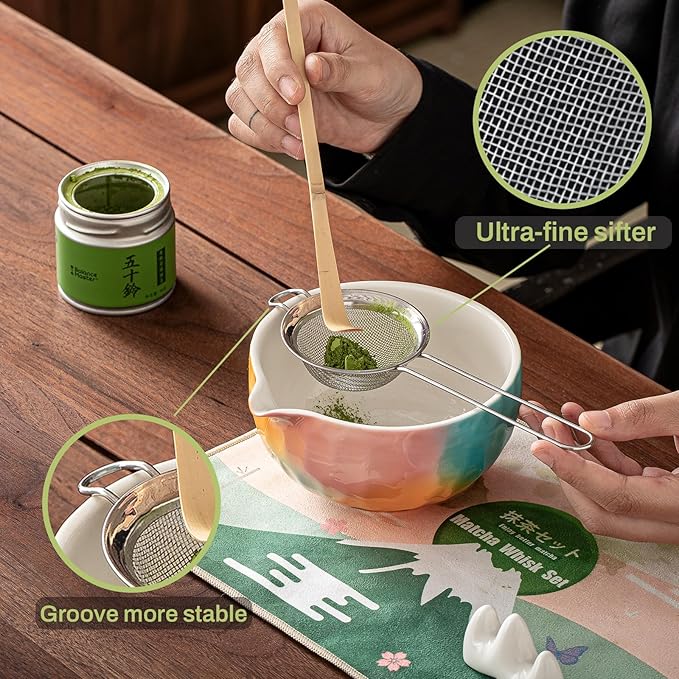 Clay&Fire Matcha Whisk Set，9 Pcs Ceramic Matcha Set, 15 OZ Matcha Bowl with Spout and Whisk，Matcha Kit for Friend, Ideal Gift for Matcha Lover（Sugar） - Image 3