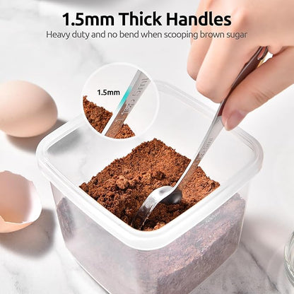 U-Taste Narrow Square Measuring Spoons: 18/8 Stainless Steel Kitchen Measure Teaspoon Tablespoon with Leveler, Polygon Rectangular Metal Jar Scoop for Baking Cooking, Coffee, Spice, Powder (Set of 8) - Image 7