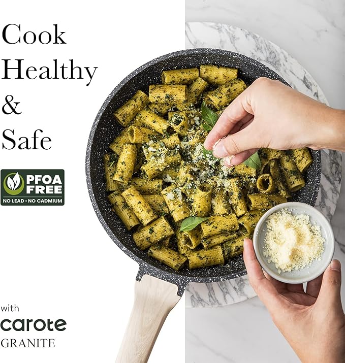 CAROTE 26Pcs Pots and Pans Set, Nonstick Cookware Sets, Granite Induction Cookware Non Stick Cooking Set w/Frying Pans & Saucepans(PFOS, PFOA Free) - Image 4
