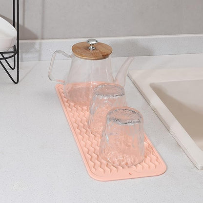 MicoYang Silicone Dish Drying Mat for Multiple Usage,Easy clean,Eco-friendly,Heat-resistant Silicone Mat for Kitchen Counter,Sink,Bar,Bottle,or Cup Pink M 17 inches x 6 inches - Image 6