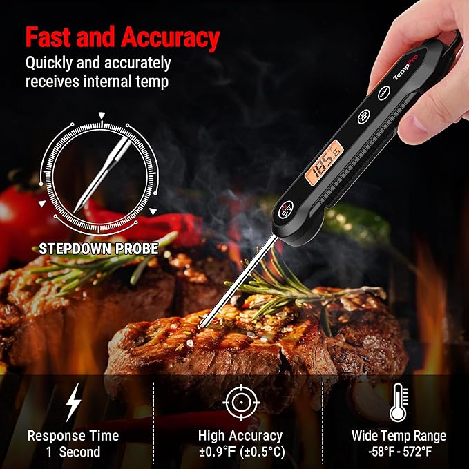 TempPro Digital Instant Read Meat Thermometer for Grilling Waterproof Kitchen Food Thermometer with Calibration Backlight Baking Bread Candy Thermometer Cooking Tools Utensils (Previously ThermoPro) - Image 2