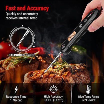 TempPro Digital Instant Read Meat Thermometer for Grilling Waterproof Kitchen Food Thermometer with Calibration Backlight Baking Bread Candy Thermometer Cooking Tools Utensils (Previously ThermoPro) - Image 2