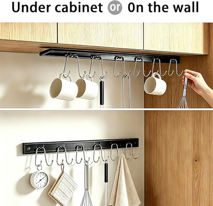 Cociat 2PCS Utensil Racks with 12 Hooks 17.2 Inch Kitchen Utensil Holders Hanging Utensil Rack Multifunctional (17.2 inch Black) - Image 4