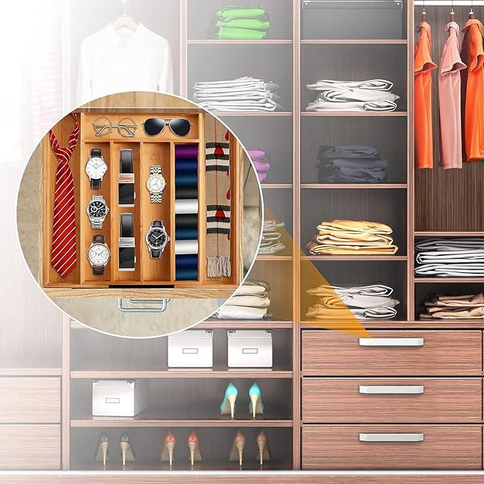 Kitchen Silverware Drawer Organizer and Storage Flatware Cutlery Utensil Holder Spice Rack Containers Bathroom Counter Cabinet Office Desk Makeup Drawer Tray Kitchen and Dining Tools Decor Accessories - Image 7
