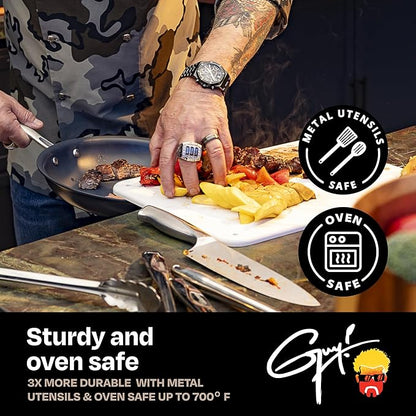 Guy Fieri's Flavortown Laser Titanium 12 Piece Set - Non-stick Cookware Set Without PFAS, PTFE, or PFOA, 3x More Durable, Dishwasher Safe, Oven Safe