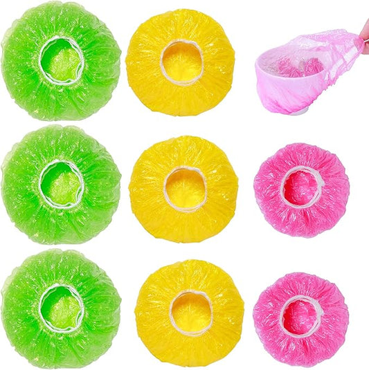Mwellewm Plastic Bowl Covers Elastic Reusable Food Storage Stretch Saran Wrap Shower Caps Fresh Keeping Bags Bowl Covers for Bread Proofing Alternative to Foil for Family Outdoor Picnic 3 Size(120) by Mwellewm