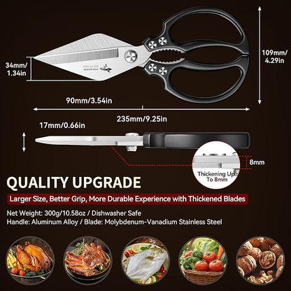 MAD SHARK Heavy Duty Kitchen Shears, Dishwasher Safe All Purpose Kitchen Scissors, Premium Sharp Poultry Shears for Turkey, Meat, Seafood, Vegetables, Stainless Steel Blades, Gifts for Men Women