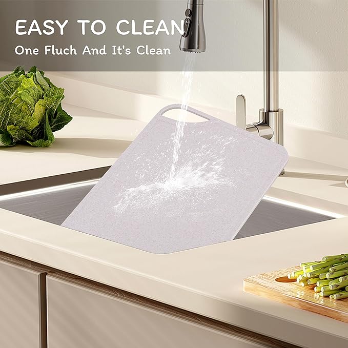 Cutting Board for Kitchen,Wheat Straw Fiber Cutting Board, Dish Washer Safe, w/Juice Grooves for Meat, Veggies,Easy Grip Handle, Non-slip Surface,Eco-friendly,Serveware Accessories(15.3‘x10.6‘）