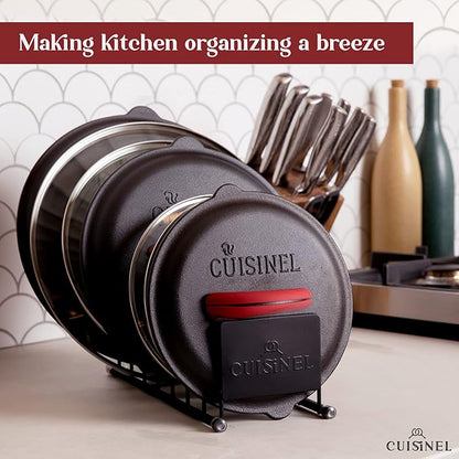 Cuisinel Pot Lid and Dish Organizer Rack - Matte Black Kitchen Storage/Organization Stand - 7-Tier Cabinet/Counter, Cookware, Pots and Pan Lids/Covers, Cutting Board Holder Organizer - Image 5