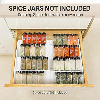 Bamboo Spice Drawer Organizer, (Need 3.1” Deep Drawer) Expandable 4 Tier Spice Rack for Cabinet (From 12" to 23" Wide), Seasoning Storage Insert, Spice Organizer for Drawer,Jars Not Included - Image 3