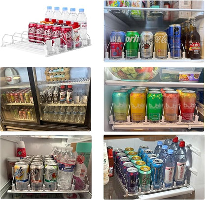 Drink Organizer for Fridge-White Automatic Pusher Glide,12oz 16oz 20oz-Soda Dispenser for Fridge-Holds up to 25 Cans - Image 2