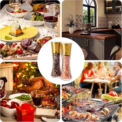VEVOK CHEF Gold Salt and Pepper Grinder Mill Set Stainless Steel Pepper Shaker Adjustable Ceramic Coarseness Salt Grinder Black Pepper Spice Grinder Mill - Image 6