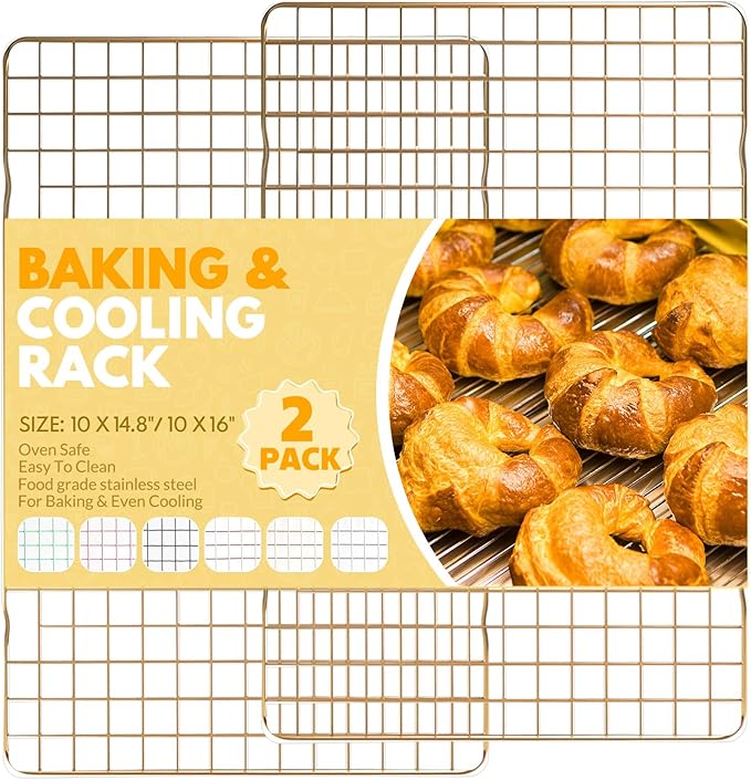 2 PCS Cooling Racks for Cooking and Baking, 14.8x10 Inches Stainless Steel Cooling Rack, Sheet Pan with Wire Rack for Baking Sheet, Bacon Rack Oven Safe Fits Jelly Roll Sheet Pan by Unknown