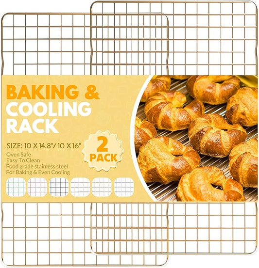 2 PCS Cooling Racks for Cooking and Baking, 14.8x10 Inches Stainless Steel Cooling Rack, Sheet Pan with Wire Rack for Baking Sheet, Bacon Rack Oven Safe Fits Jelly Roll Sheet Pan by Unknown