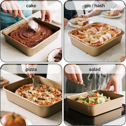 Baking Pan Set of 2, 12.5’’ X 10’’ X 2.4’’ Nonstick Sheet Cake Pan for Christmas Thanksgiving, Durable Cookie Sheets for Baking Lasagna Deep-Dish Pizza Brownies Casseroles, Rose Gold & Easy to Clean - Image 4