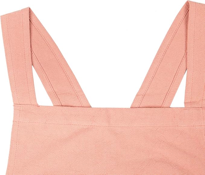 ELEZAY Aprons for Women with Pockets Plus Size Comfort Cross Back No Tie Cotton Linen Apron Pinafore