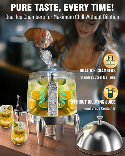 WantJoin Beverage Dispenser With Stand - 3.2 Gallon Drink Dispenser With Ice Core & Fuel Holder, Leakproof Spigot, Visible Container, Drink Dispenser For Cold & Hot Drink Parties Gathering Cafeteria - Image 5