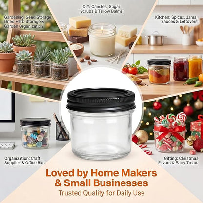QAPPDA 4oz Glass Jars With Lids And Bands,Small Mason Jars,Mini Canning Jars With Black Lids For Honey,Jam,Jelly,Wedding Favor,Shower Favors,Spice Jars For Kitchen & Home,Set of 40 - Image 5