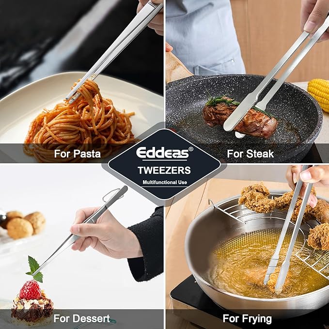 Eddeas 16 Inch long Kitchen Tweezers - 2 Pack large Tweezer Tongs for Cooking, Heavy Duty Stainless Steel Heat Resistant 600°F Food tweezers, Dishwasher safe - Image 6