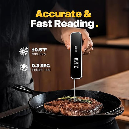 0.3 Sec Instant Read Meat Thermometer Digital, Food Thermometer for Cooking and Grilling, Waterproof, Backlight, Kitchen Oven Candy BBQ Essentials Accessories, Gifts for Him Men, Dad & Mom - Image 3