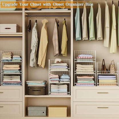 Yociyoga Closet Organizers and Storage Basket- 3-Tier Stackable Storage Bins, Foldable Closet Shelf Organizer Basket, Stackable Clothes Organizers Shelves for Home Organizer System(Patent 30022416) - Image 9