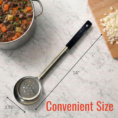 6 Ounce Slotted Stainless Steel Portion Control Ladle Spoon for Measuring and Serving; Commercial Grade Serving Scoops [Pack of 12] - Image 6