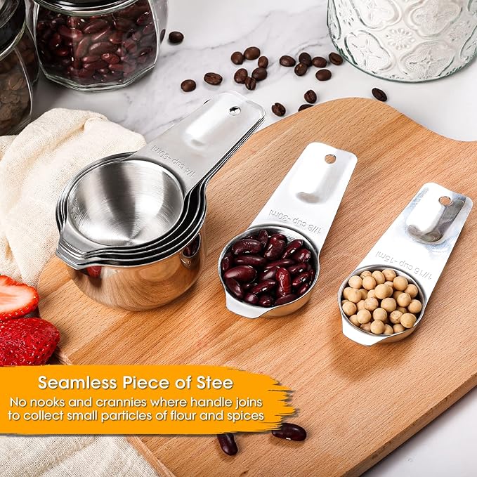17 Piece Stainless Steel Measuring Cups and Spoons Set, with 1/16 Cup,1/3 Spoon and 1 Leveler - Image 3