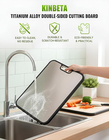 Cutting Board,Titanium Cutting Boards for Kitchen, Cutting Board Double Sided Food Grade, Pure Titanium/PP, Easy to Clean Large Size 16”×11”