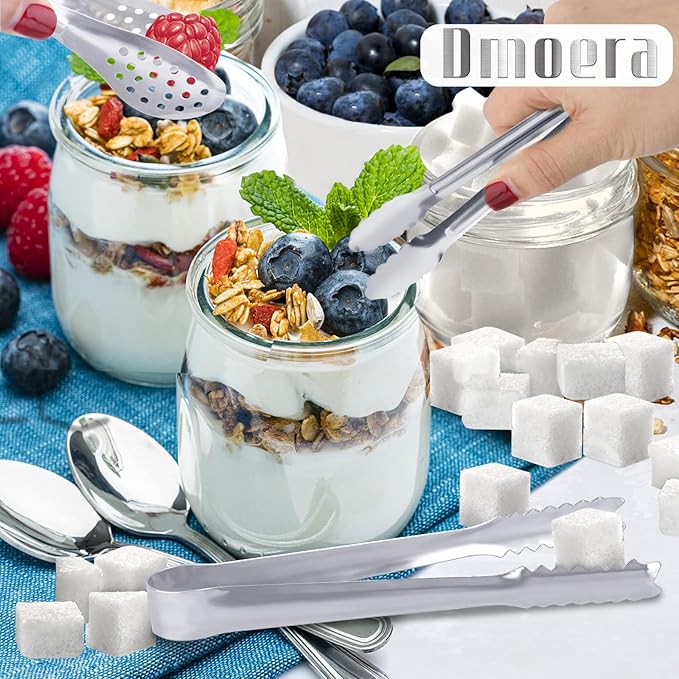 Serving Tongs,Buffet Tongs, Dmoera Stainless Steel Food Tong Serving Tong Small Serving Tongs Stainless Steel Mini Appetizer Tongs, Set of 12 - Image 3