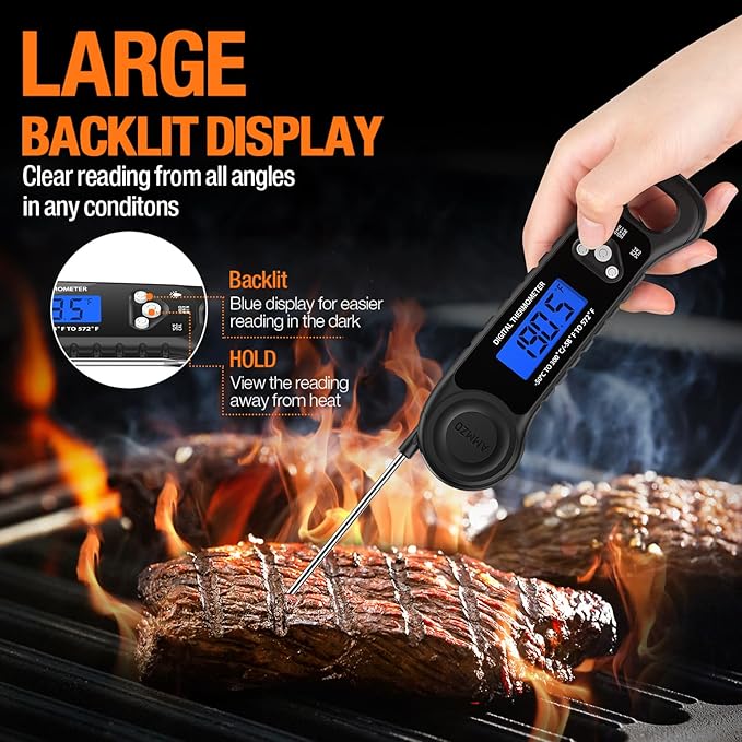 AMMZO Meat Thermometer Digital, Instant Read Food Thermometer for Cooking, Grilling, Baking, Frying & Candy Making, Essentials Kitchen Gadgets Accessory, Gifts for Men Women Dad Mom Birthday - Image 4