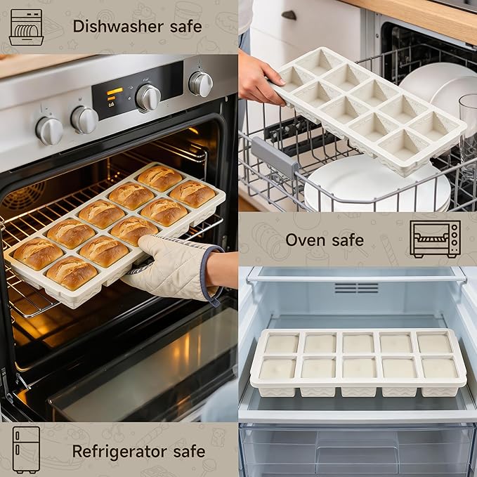 Ice Cube Tray with Lid – 3 Pack 2 Tbsp Ice Trays for Freezer, Stackable, BPA-Free, Easy Release Large Ice Cube Molds for Chocolate, Cocktails, Iced Coffee, Whiskey & Juice (10-cube,starlight)