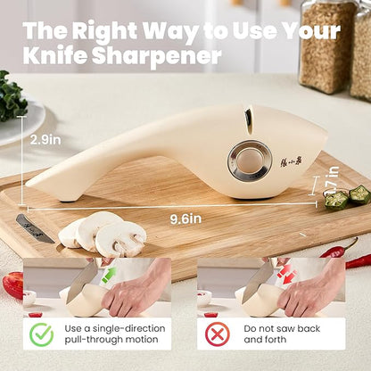 3-Stage Manual Knife Sharpener with Diamond & Ceramic for Repairs, Restores, Polishes Blades Ergonomic Grip & Non-Slip Base for Kitchen