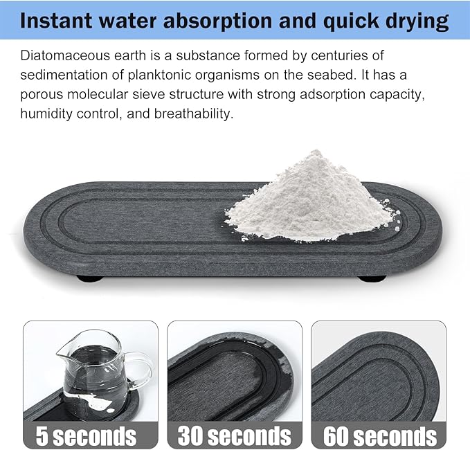 2PCS Water Absorbing Stone Tray, Fast Drying Diatomite Stone Sink Tray, Water Absorbent Diatomite Coasters, Stones Soap Trays for Kitchen Sink, Bathroom Counter Hand Soap Dish Toothbrush Holders - Image 4